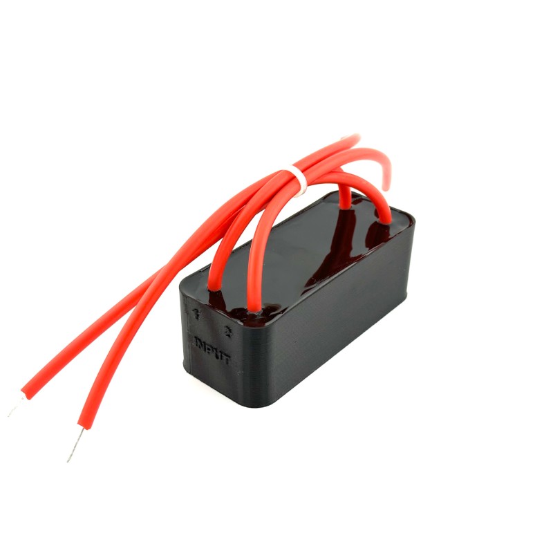 HVE encapsulated high-voltage multiplier module with connection leads, for a compatible AC input source.