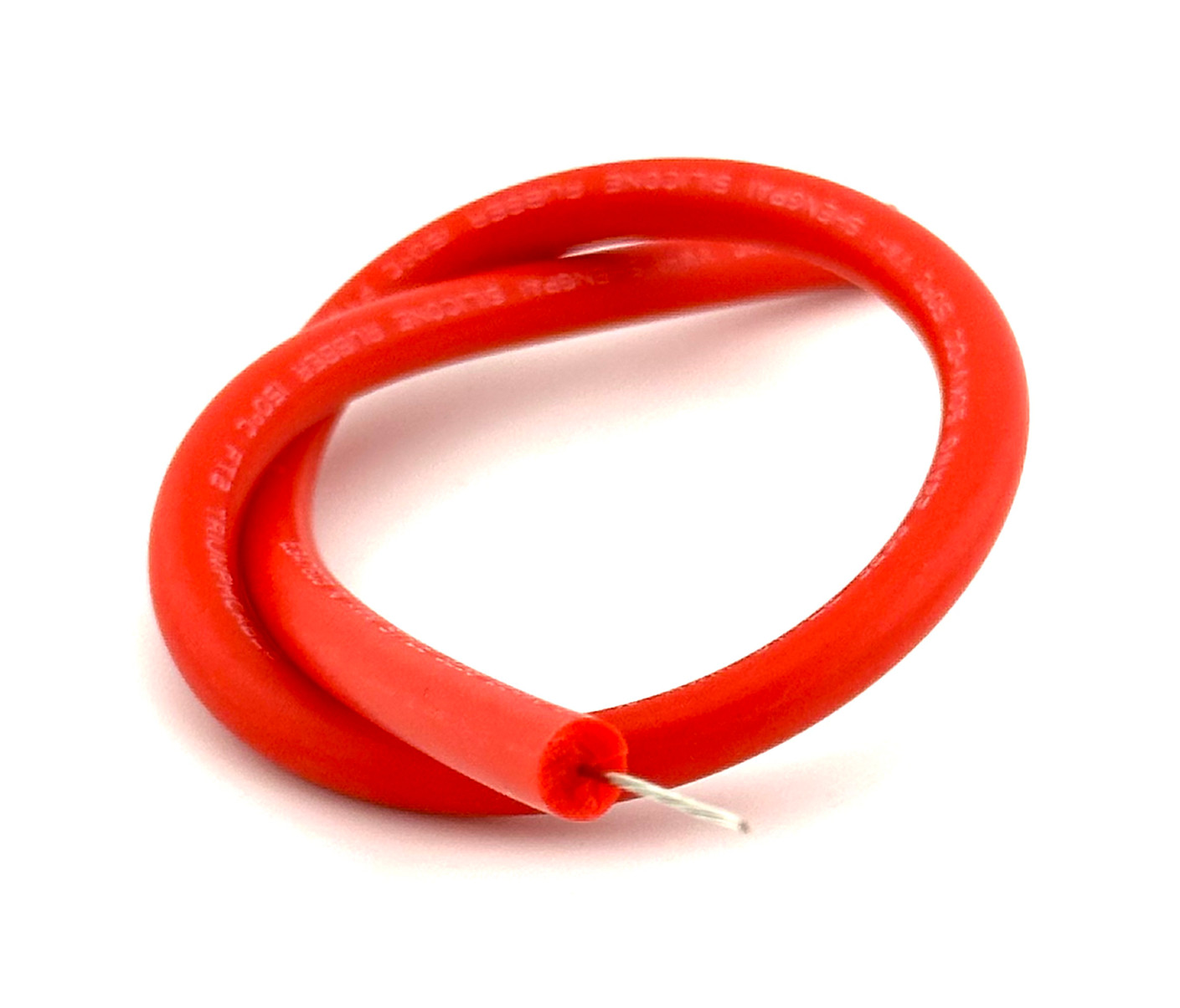 HVE 50 kV DC silicone high-voltage cable with flexible red insulation and a stranded conductor